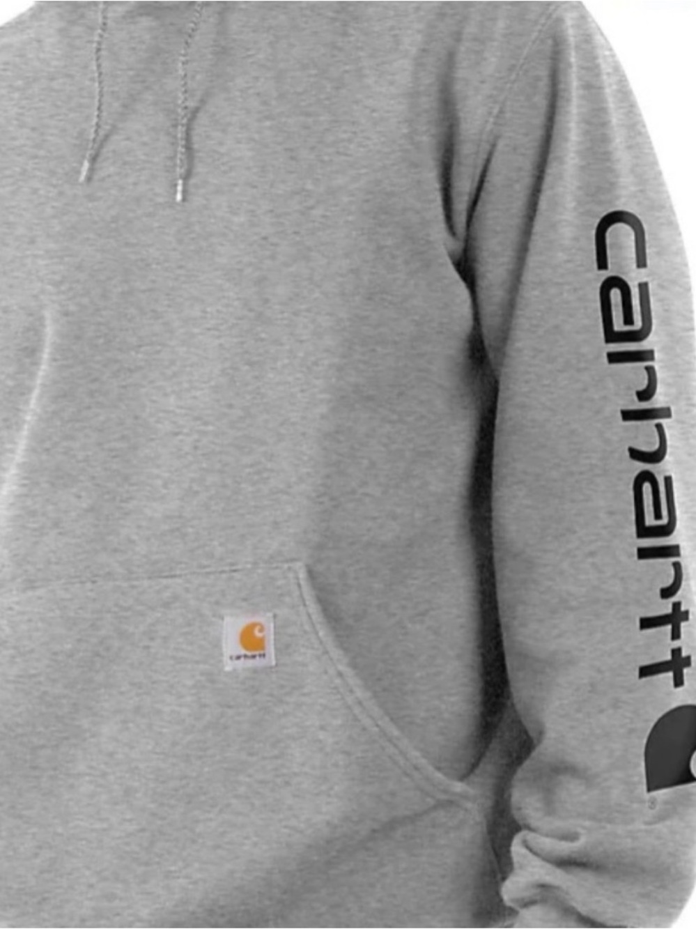 🌺NWT Carhartt Men’s Light Gray Crewneck Logo Hoodie fleece lined 2XL🌺
